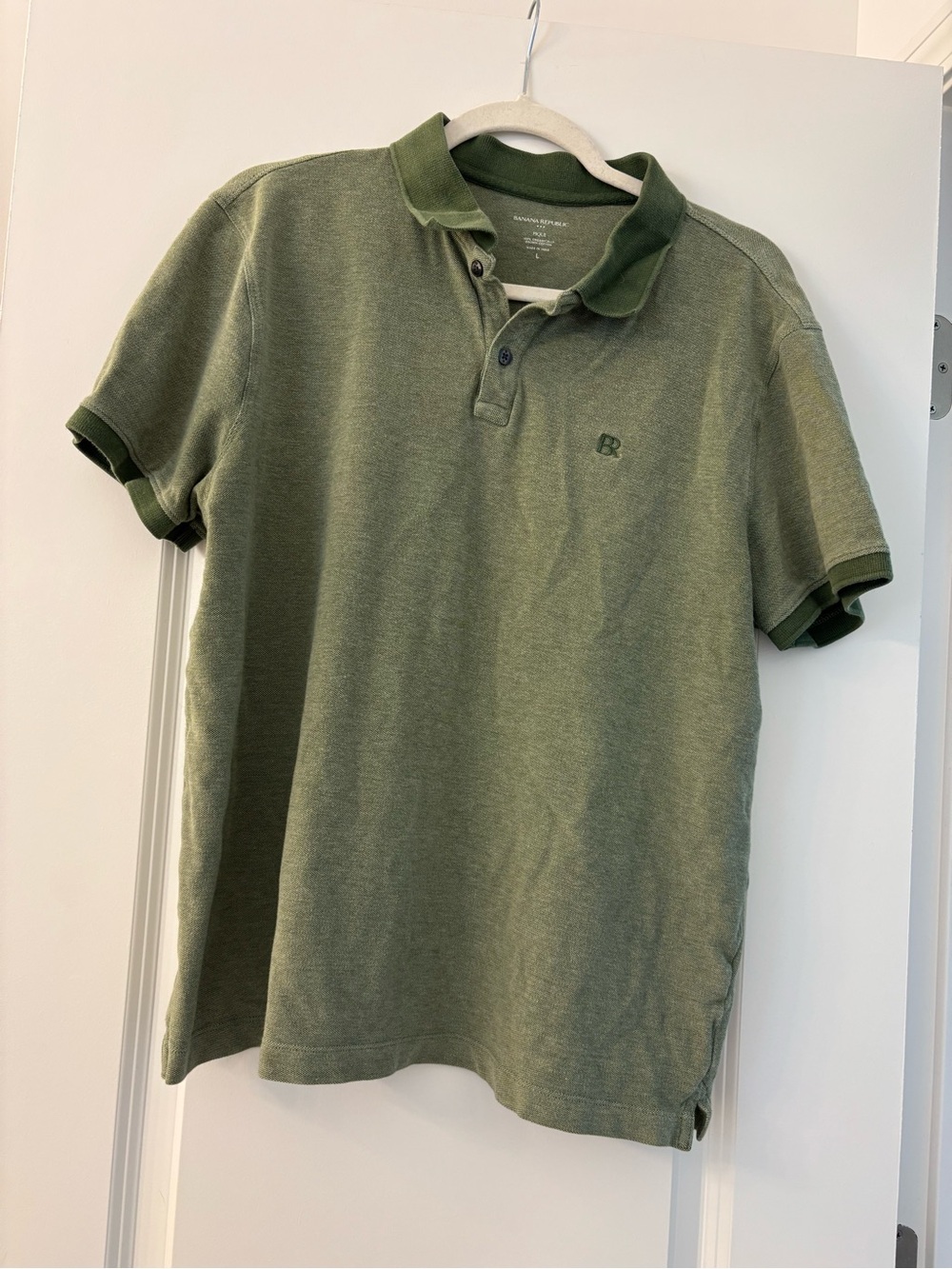 Banana Republic Green Pique Polo with Contrast Trim